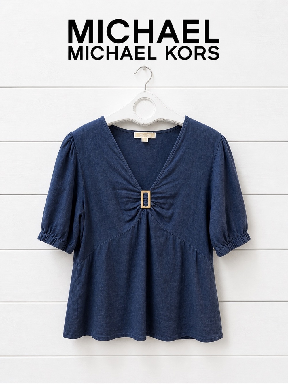 MICHAEL Michael Kors – Navy Linen Blend Top L